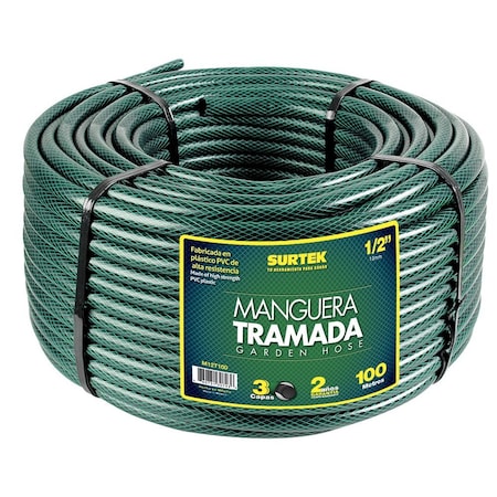 Surtek Green Woven Garden Hose 12 100M Reel M12T100